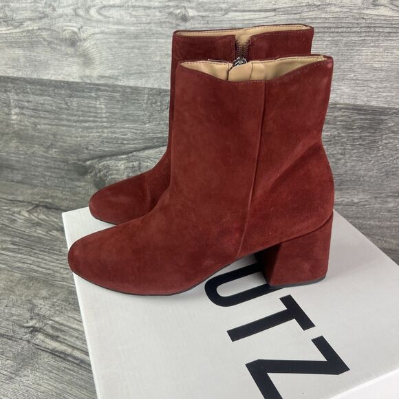 Schutz Asya Suede Boots Red Brown Womens 7B New In Box Designer - Picture 2 of 13